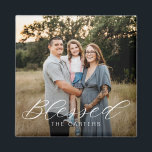 Simple bienheureux Magnet photo personnalisé<br><div class="desc">Les cadeaux photo font les meilleurs cadeaux ! Facile à personnaliser avec votre texte et/ou photo(s) pour un look personnalisé. Conçu par Berry Berry Sweet. Voir d'autres designs sur www.berryberrysweet.com</div>