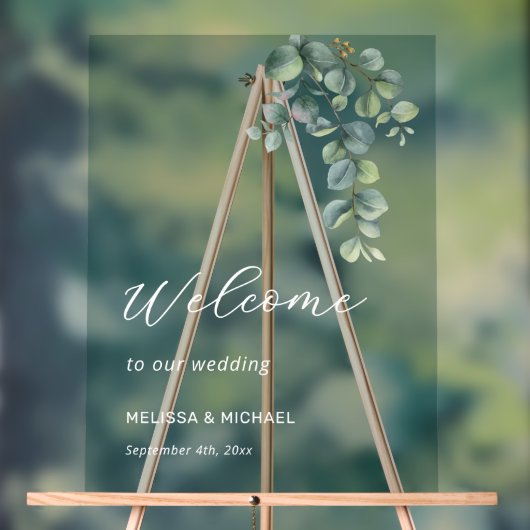 Simple Bienvenue De Mariage De Feuille D'eucalyptu (Neutre)