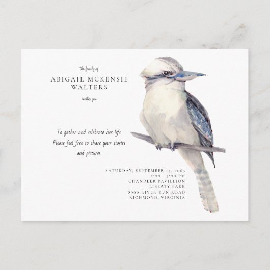 Simple Bird Celebration of Life Invitation (Devant)