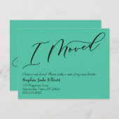 Simple Biscay Green I Moved Nouvelle carte d'adres (Devant / Derrière)