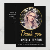 Simple Black Afstuderen Photo Afstuderen Bedankkaart (Voorkant / Achterkant)