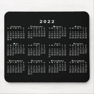 Simple Black and White 2022 Calendar Mouse Pad Muismat