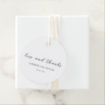 Simple Black and White Clean Wedding<br><div class="desc">Modern wedding favor tags featuring a simple design with classic serif and elegant script fonts.  The design includes "love and thanks" and your names and wedding date.</div>