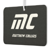 Simple Black and White Cool Personalized Monogram Luchtverfrisser (Links)