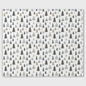 Simple Black and White Doodle Christmas Modern Cadeaupapier (Vlak)