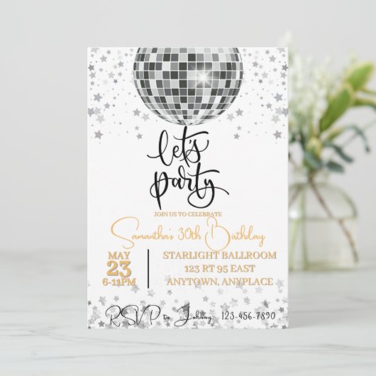Simple Black and White Fancy Invitation d'annivers (Debout devant)
