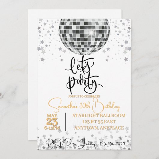 Simple Black and White Fancy Invitation d'annivers (Devant / Derrière)
