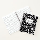 Simple Black and White Flowers Floral Pattern Notitieboek (Binnen)