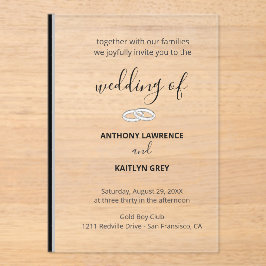 Simple Black and White Formal Wedding - Custom Acryl Uitnodigingen