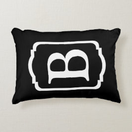 Simple Black and White Framed Monogram Accent Kussen