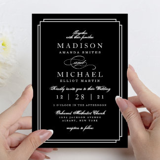 Simple Black and White Modern Wedding Invitation