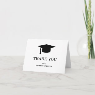 Simple Black and White Mortar Board Afstuderen Bedankkaart