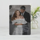 Simple Black and White Overlay Photo Wedding  Kaart (Staand voorkant)
