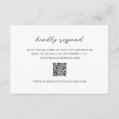 Simple Black and White QR Code Clean Wedding RSVP Kaartje (Voorkant)