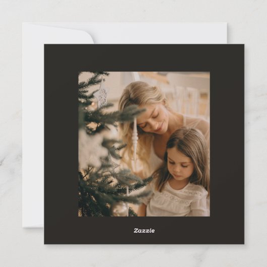 Simple Black and White Reindeer Evergreen Trees Feestdagenkaart (Achterkant)