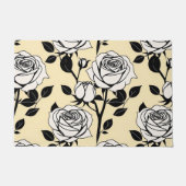 Simple Black And White Roses In A Graphic Style  Deurmat (Voorkant)