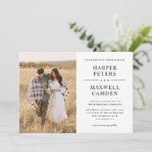 Simple Black and White Typography Photo Wedding Kaart (Staand voorkant)