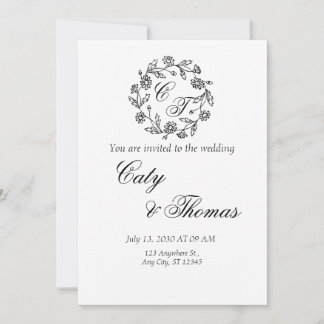 Simple black and white weeding invitation
