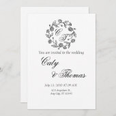 Simple black and white weeding uitnodiging (Voorkant / Achterkant)