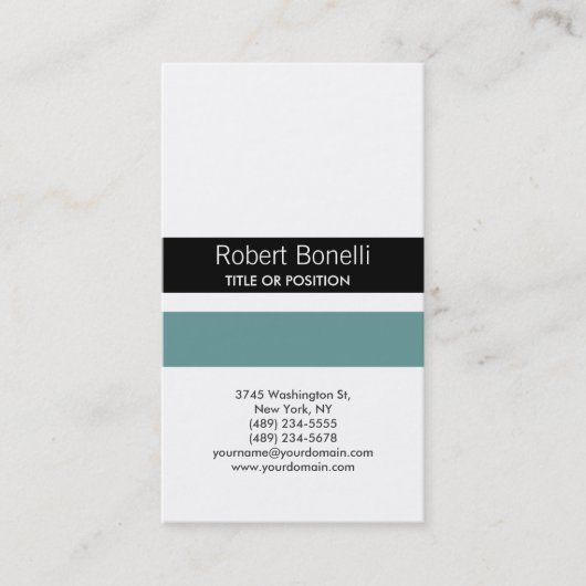 Simple Black Blue White Plain Visitekaartje (Voorkant)