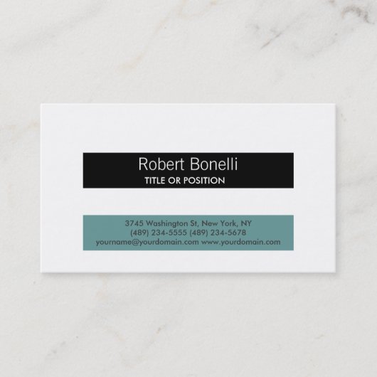 Simple Black Blue White Plain Visitekaartje (Voorkant)