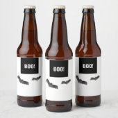 Simple Black Boo Happy Halloween Bier Etiket (Flessen)