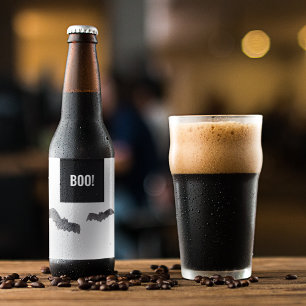 Simple Black Boo Happy Halloween Bier Etiket