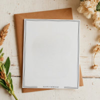 Simple Black Border Name Stationery