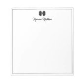 Simple Black Bow Border Script Custom Name Script Notitieblok (Voorkant)