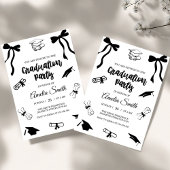 Simple Black Bow graduation party invitation