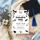 Simple  Black Bow graduation party invitation