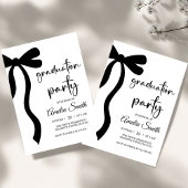 Simple  Black Bow graduation party invitation