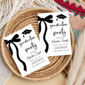 Simple Black Bow graduation party invitation