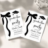 Simple Black Bow graduation party invitation