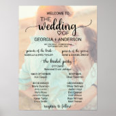 Simple Black Calligraphy Photo Wedding Program 2 Poster (Voorkant)