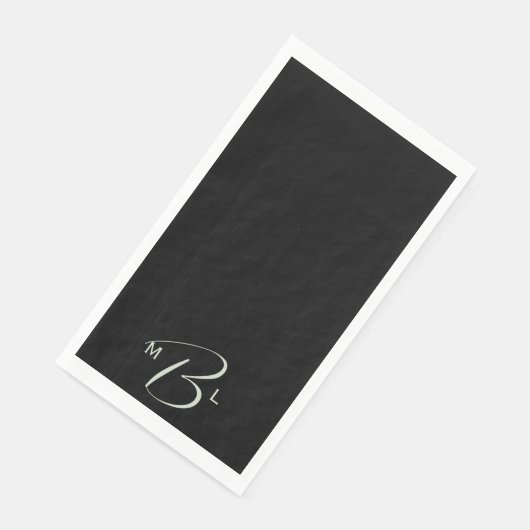 Simple Black Combo Font Monogram Black Weddenschap Servet (Hoek)