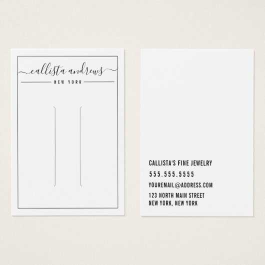 Simple Black Cursive Hair Display Card (Devant & derrière)