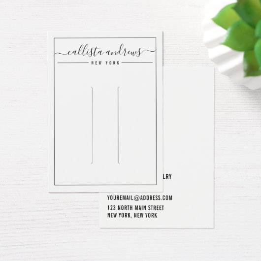Simple Black Cursive Hair Display Card (Bureau)