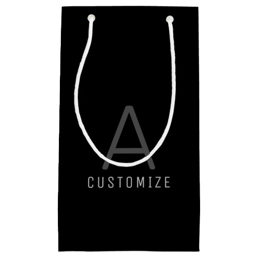 Simple Black Custom Name Initiaal Modern Klein Cadeauzakje (Voorkant)