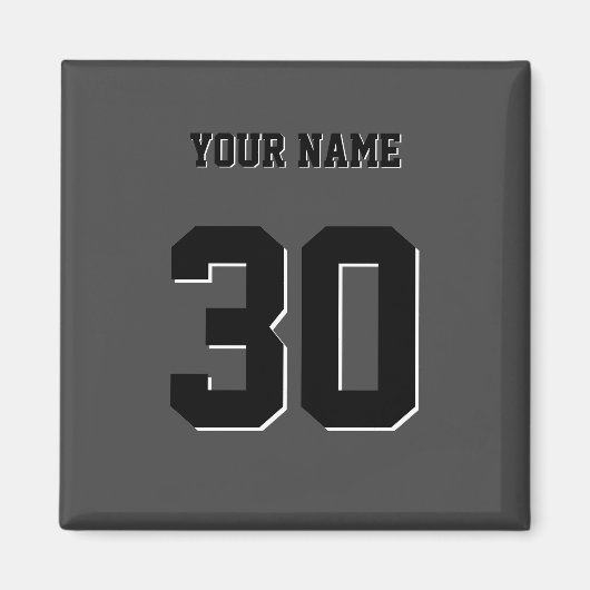 Simple Black Custom Nummer en naam Magneet (Voorkant)