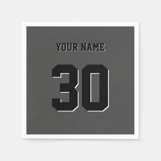 Simple Black Custom Nummer en naam Servet (Voorkant)