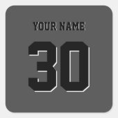 Simple Black Custom Nummer en naam Vierkante Sticker (Voorkant)