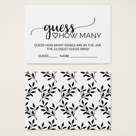 Simple Black Devis Combien De Baisers Cartes De Je (Devant & derrière)