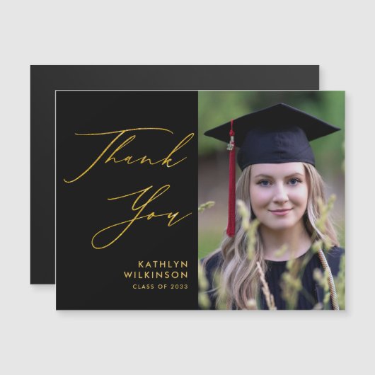 Simple Black Elegant Gold Script AFSTUDEERDER Hart (Voorkant / Achterkant)