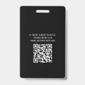 Simple Black Event Vrijwilliger QR Code Naam ID Badge (Achterkant)