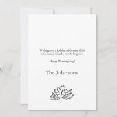 Simple Black Fall Bonne Harvest Thanksgiving carte (Dos)