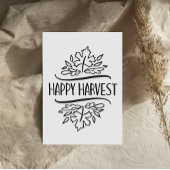 Simple Black Fall Bonne Harvest Thanksgiving carte