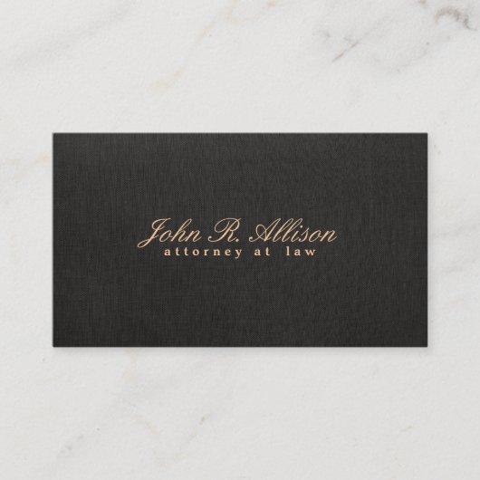 Simple Black Faux Linen Attorney Carte de visite (Devant)