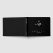 Simple Black Floral Monogram Mariage Livre d'invit (Complet)