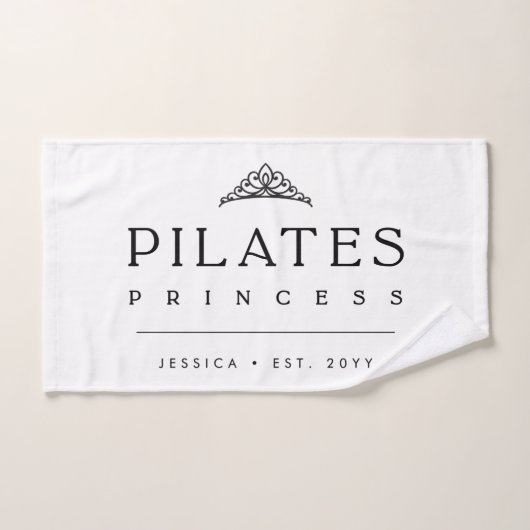 Simple Black Girly Personalized Pilates Princess (Serviette à main)